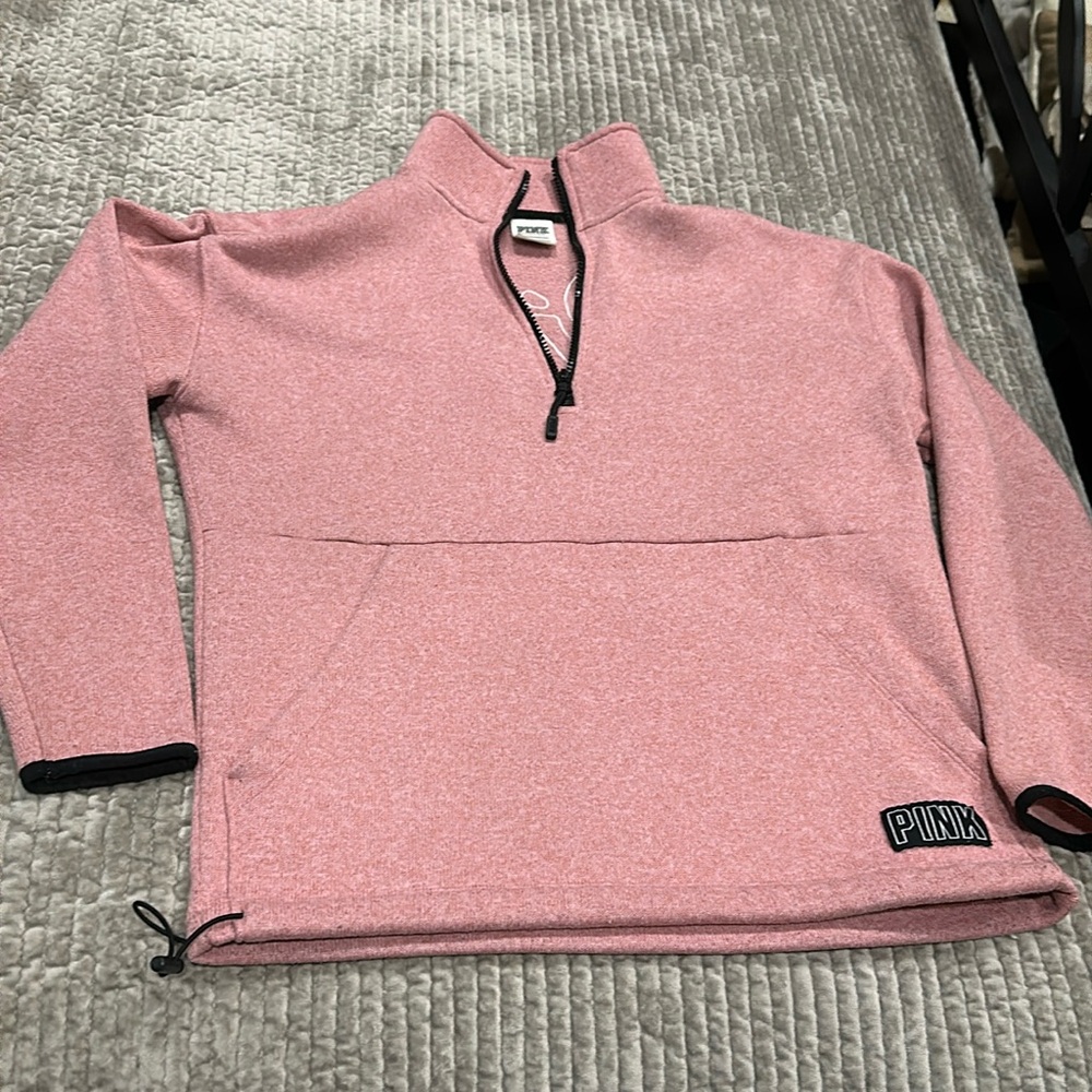 PINK 1/4 zip collared hoodie